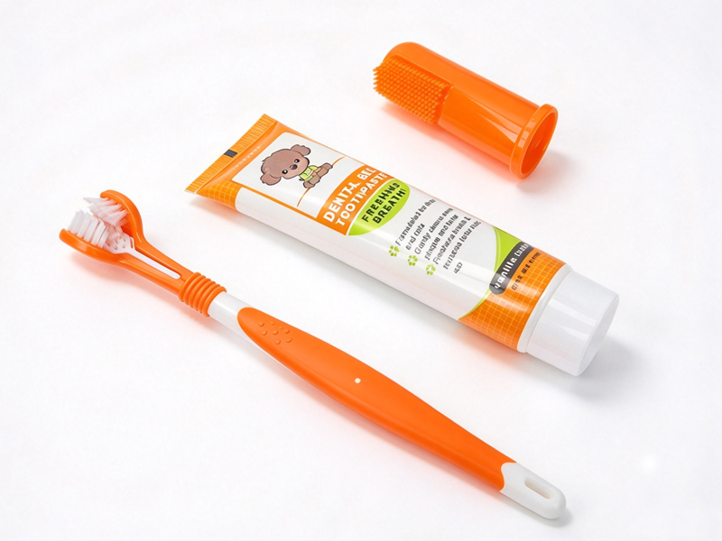 Custom Pet Oral Care Set: Triple-Head Toothbrush + Vanilla/Beef Toothpaste, with Logo, Packaging & Flavor Customization 2