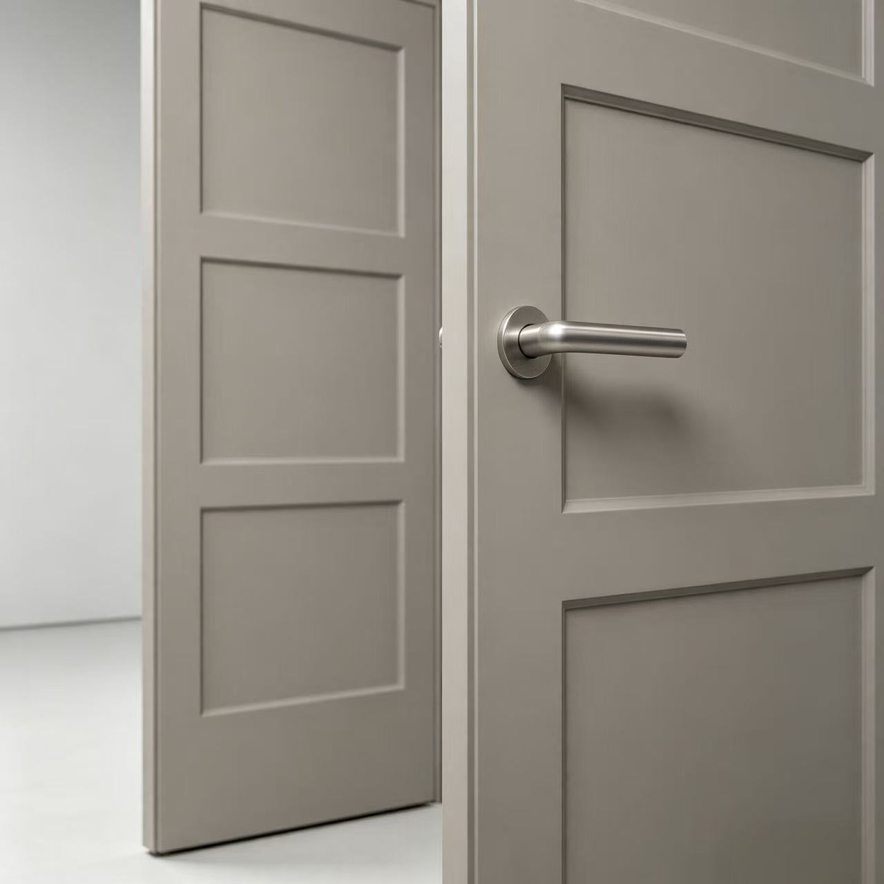 3 shaker panels interior door with silver hardware