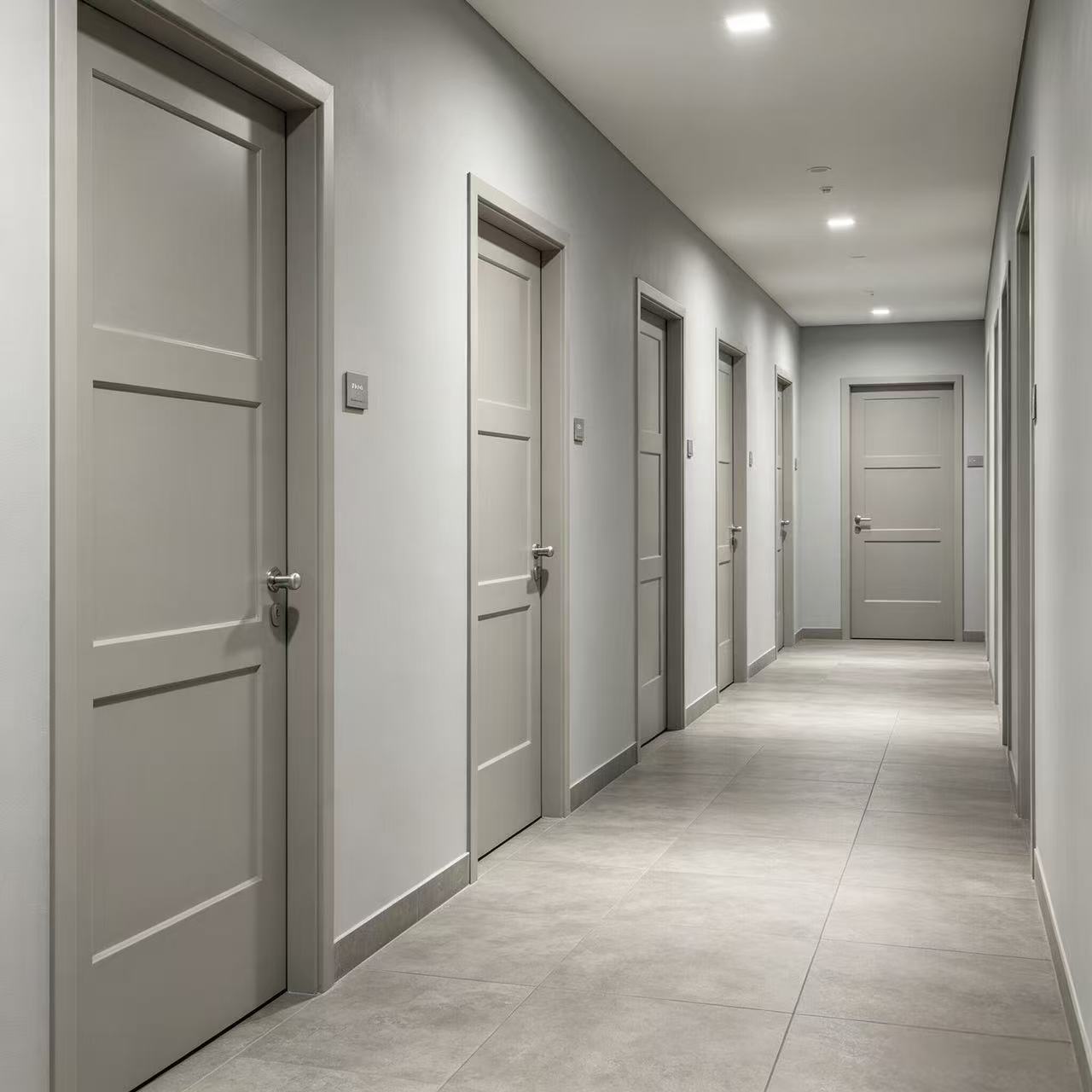 gray painted interior door for hotel use