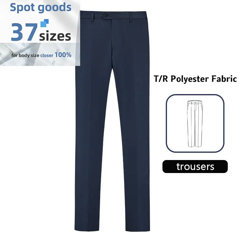 MK1020 Viscosa Traje a medida personalizado Fábrica China Pantalones de traje azules para hombre Boda Azul real Micro Galonstooth Pantalones de vestir para hombre 1