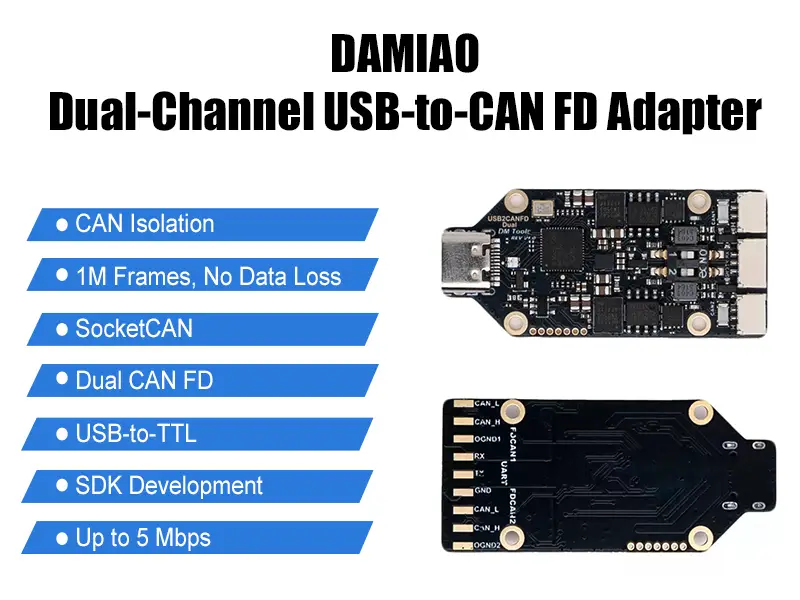 DAMIAO Dual-Channel USB-to-CAN FD Adater for CAN FD Communication & SDK Development 1
