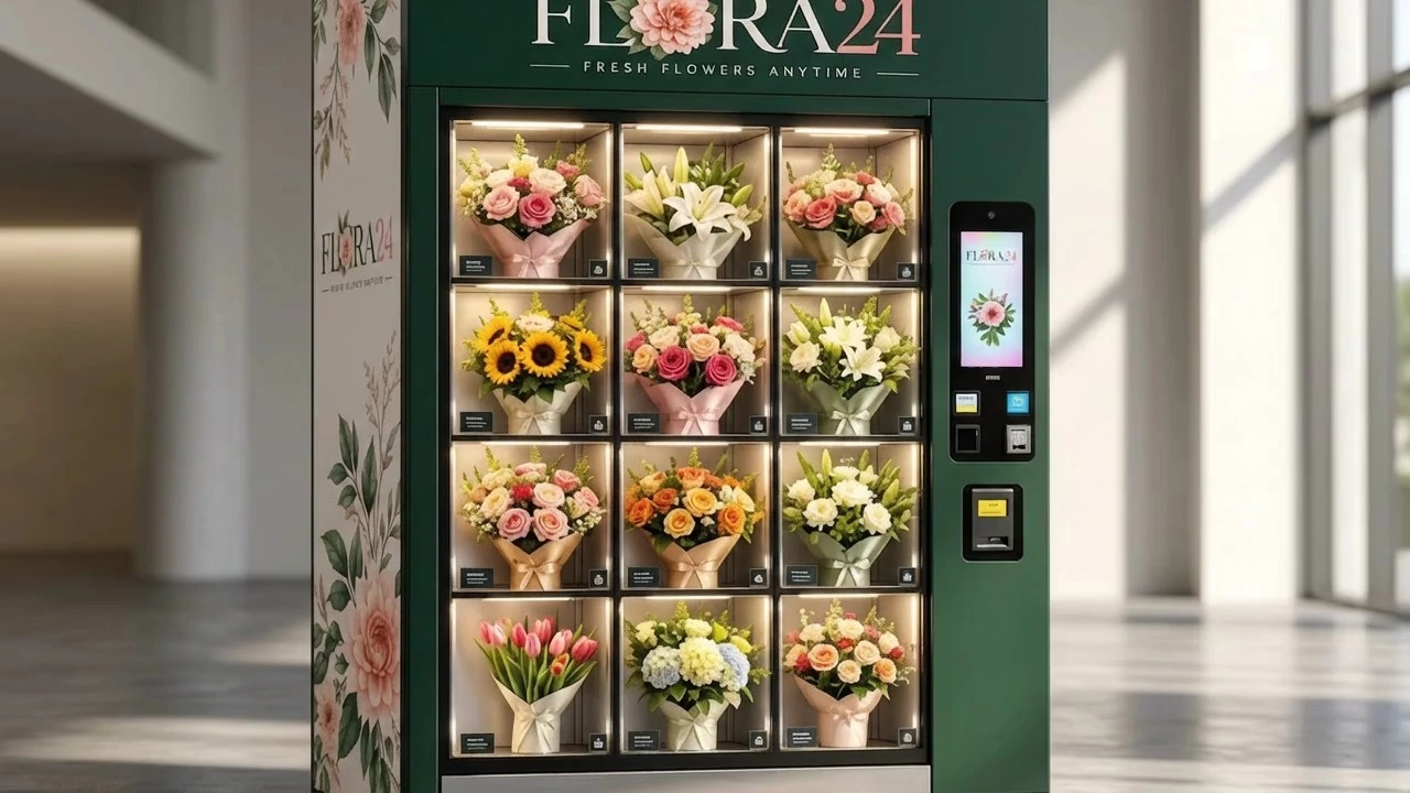 FLORA24 Smart Refrigerated Fresh Flower Vending Machine – 24/7 Unattended Floral Retail Kiosk 1
