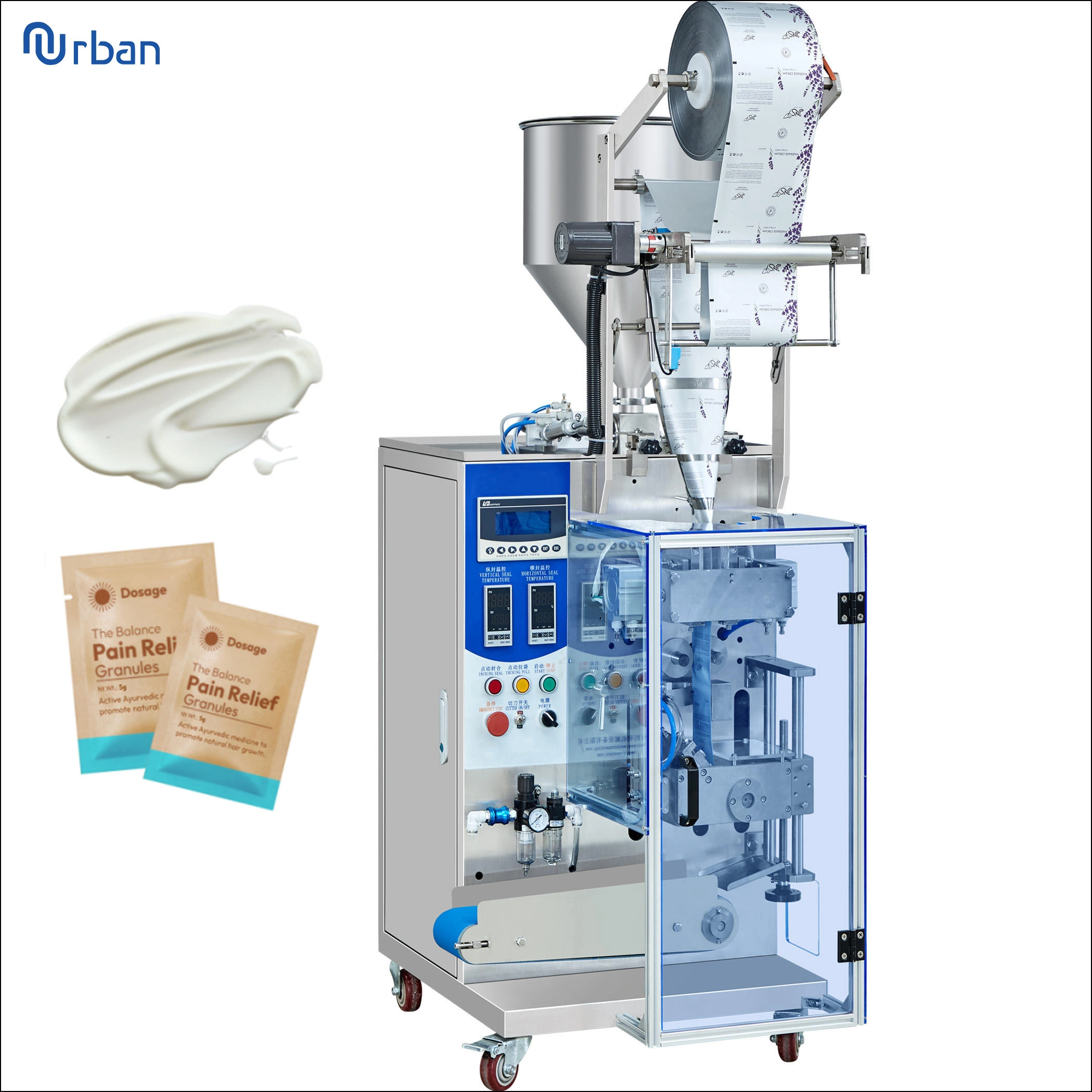 Máquina automática de embalagem de sachês de óleo com selagem em 4 lados para molho de pimenta líquido viscoso para massas 1