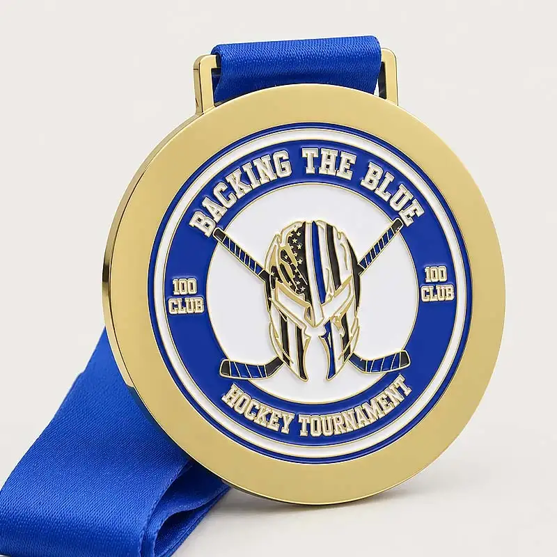Individuelle Rückseite – Hersteller der blauen Hockeyturniermedaille QIYI 1