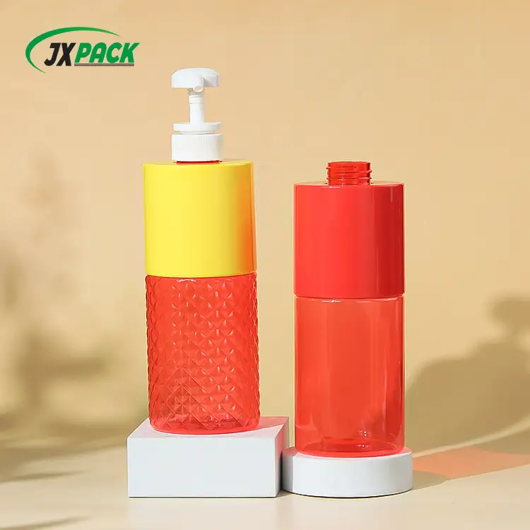 Custom Shampoo Bottles: Diamond Textured PET Pump Bottles, 350ml & 550ml 1