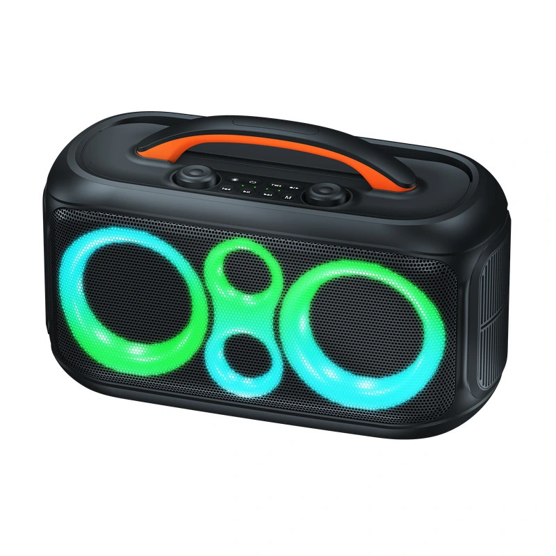 30W/60W Portable Bluetooth Party Speaker with Dual 5 Woofers, Top Carry Handle and Front RGB LED Ring Lighting | Deluxe AV AP-2558 1