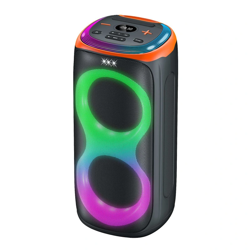 150W Portable Bluetooth Party Speaker with Dual 10 Woofers, Dual Horns, Carry Handle and Front RGB Ring Lighting | Deluxe AV AP-2109 1