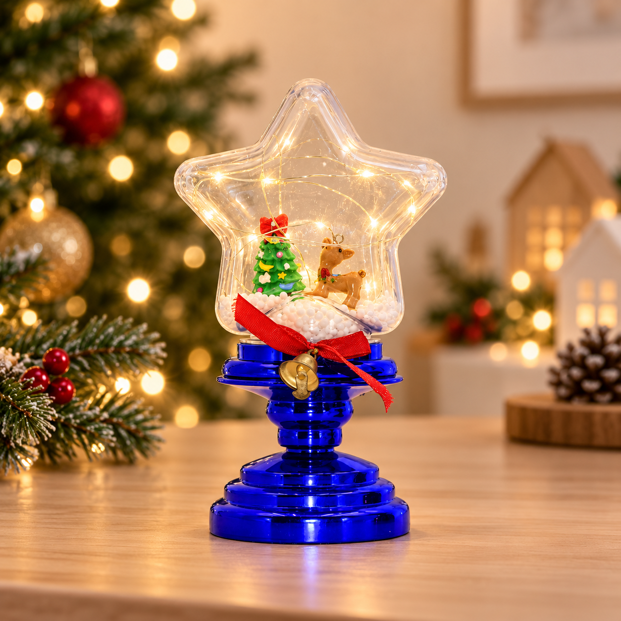 LED Christmas Tabletop Decoration with Star-Shaped Cover & Fairy Lights, USB and Battery Powered for Indoor Holiday Displays 5