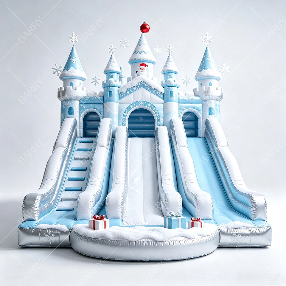 Giant Christmas snow castle inflatable slide
