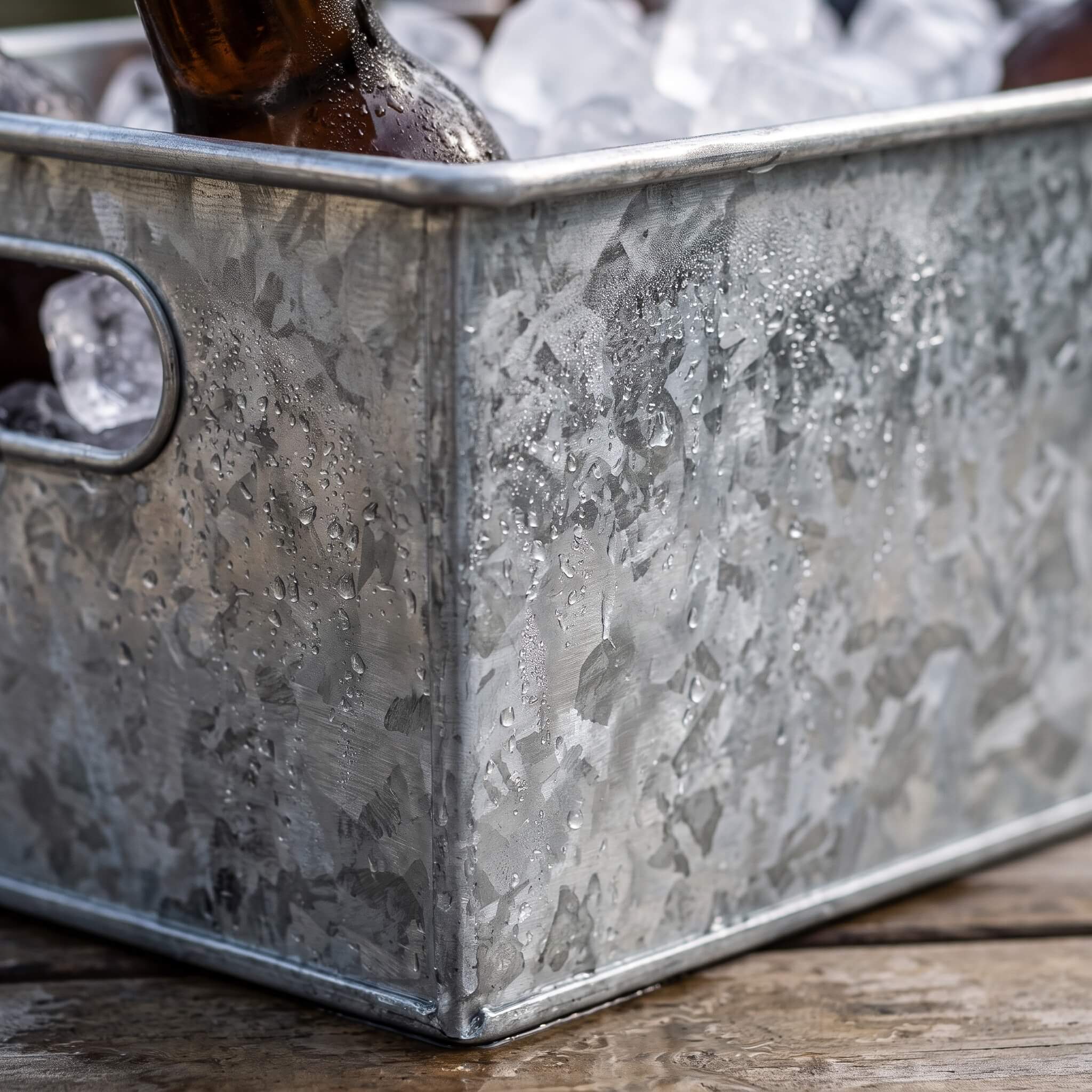 Rectangular Galvanized Metal Ice Bucket 1.4 Gallon - Longrichbar