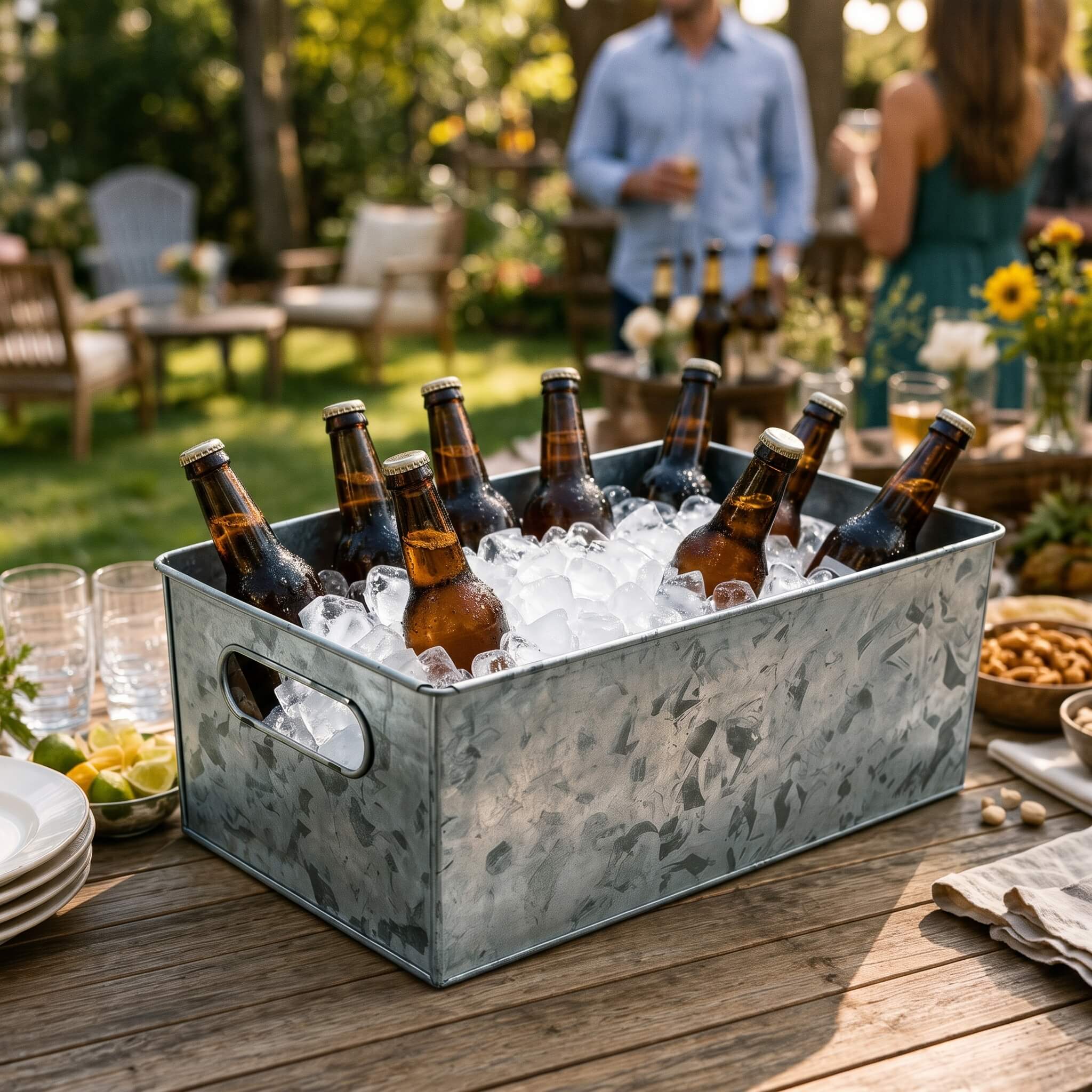 Rectangular Galvanized Metal Ice Bucket 1.4 Gallon - Longrichbar