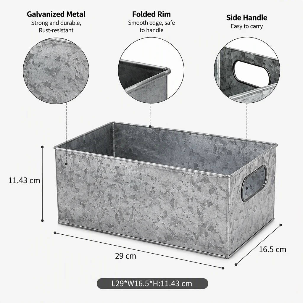 Rectangular Galvanized Metal Ice Bucket 1.4 Gallon - Longrichbar
