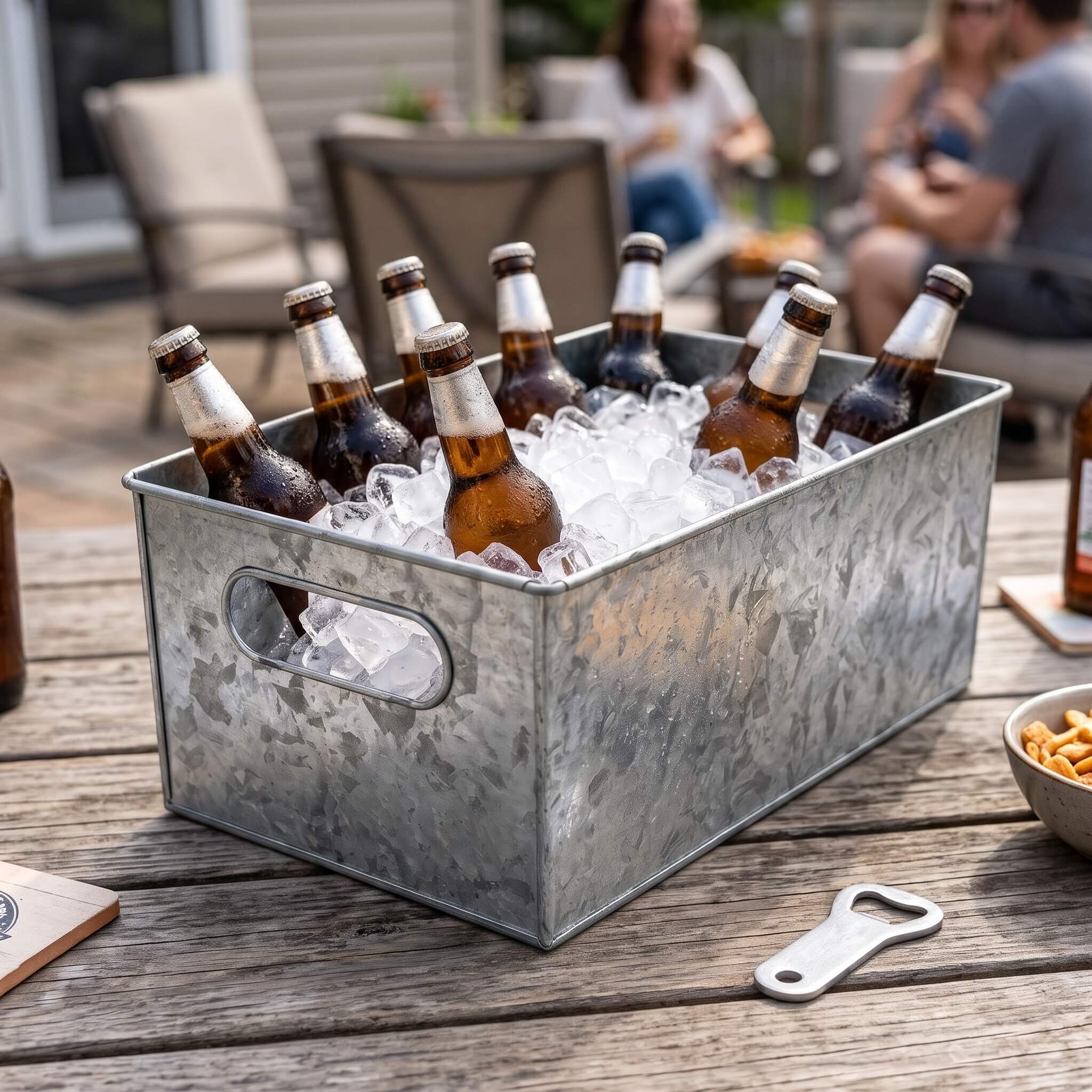 Rectangular Galvanized Metal Ice Bucket 1.4 Gallon - Longrichbar