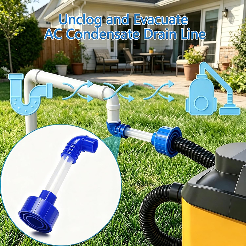 SANQIAOHUI AC Drain Line Unclogger Adapter, HVAC Condensate Drain Cleaner Tool, Wet Dry Vacuum Attachment for AC Drain Lines 7
