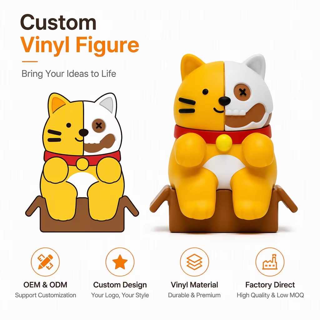 Soft Vinyl Cartoon Figure, Cute Cat Character Designer Vinyl Toy Main View