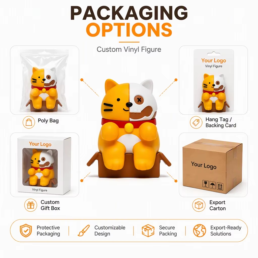 Soft Vinyl Cartoon Figure, Packaging Box Display Of Collectible Cat Figure