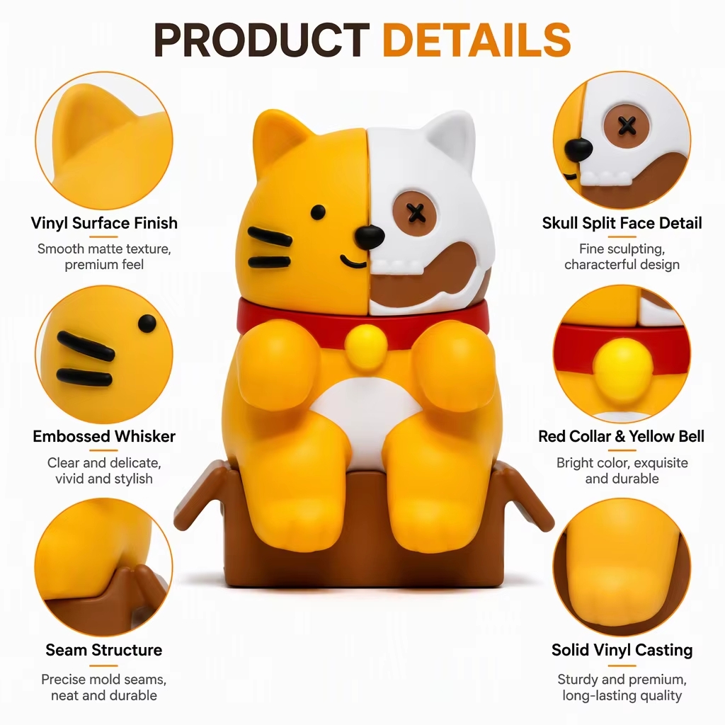 Soft Vinyl Cartoon Figure, Detail Shot Of Custom Vinyl Art Toy