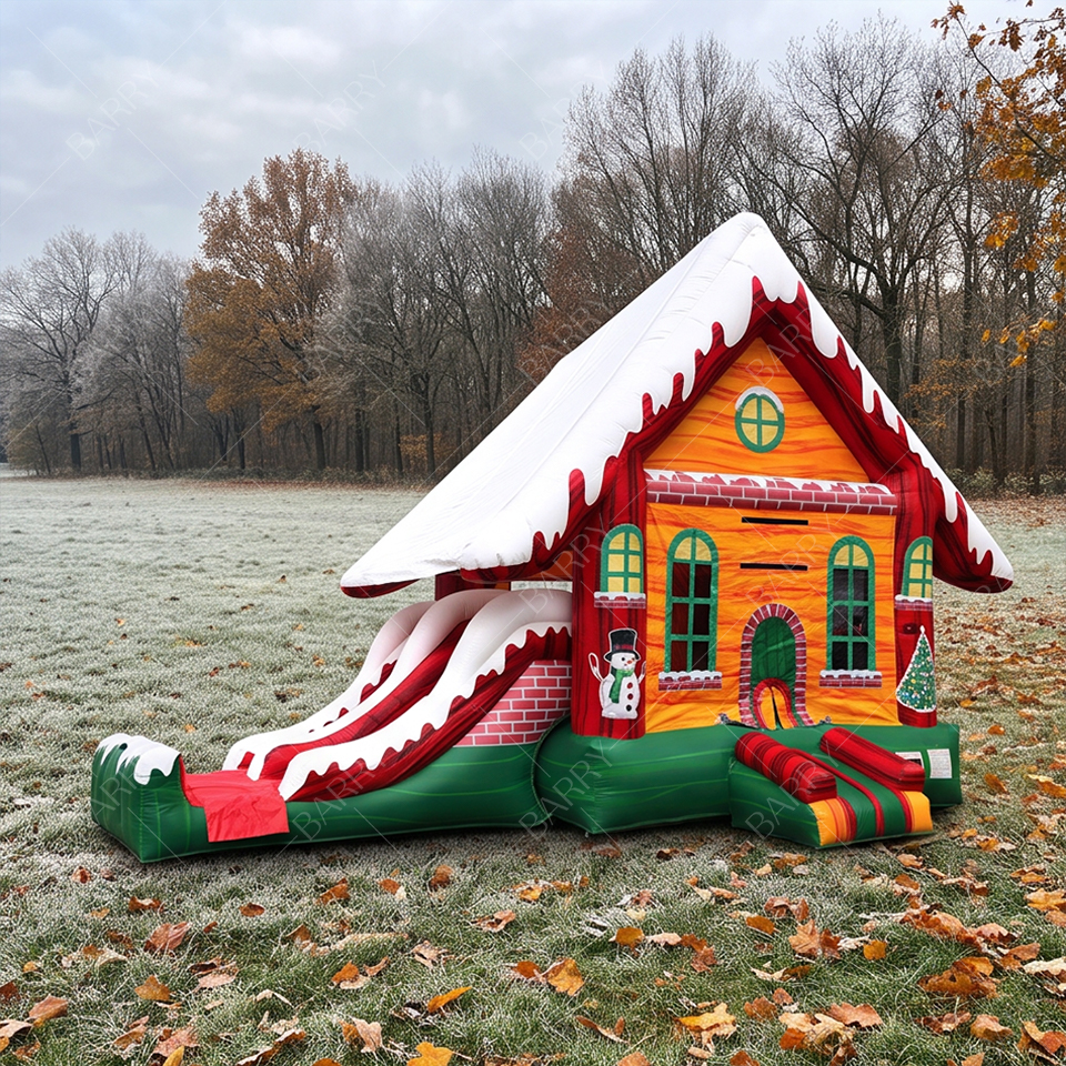 Yellow and red inflatable house