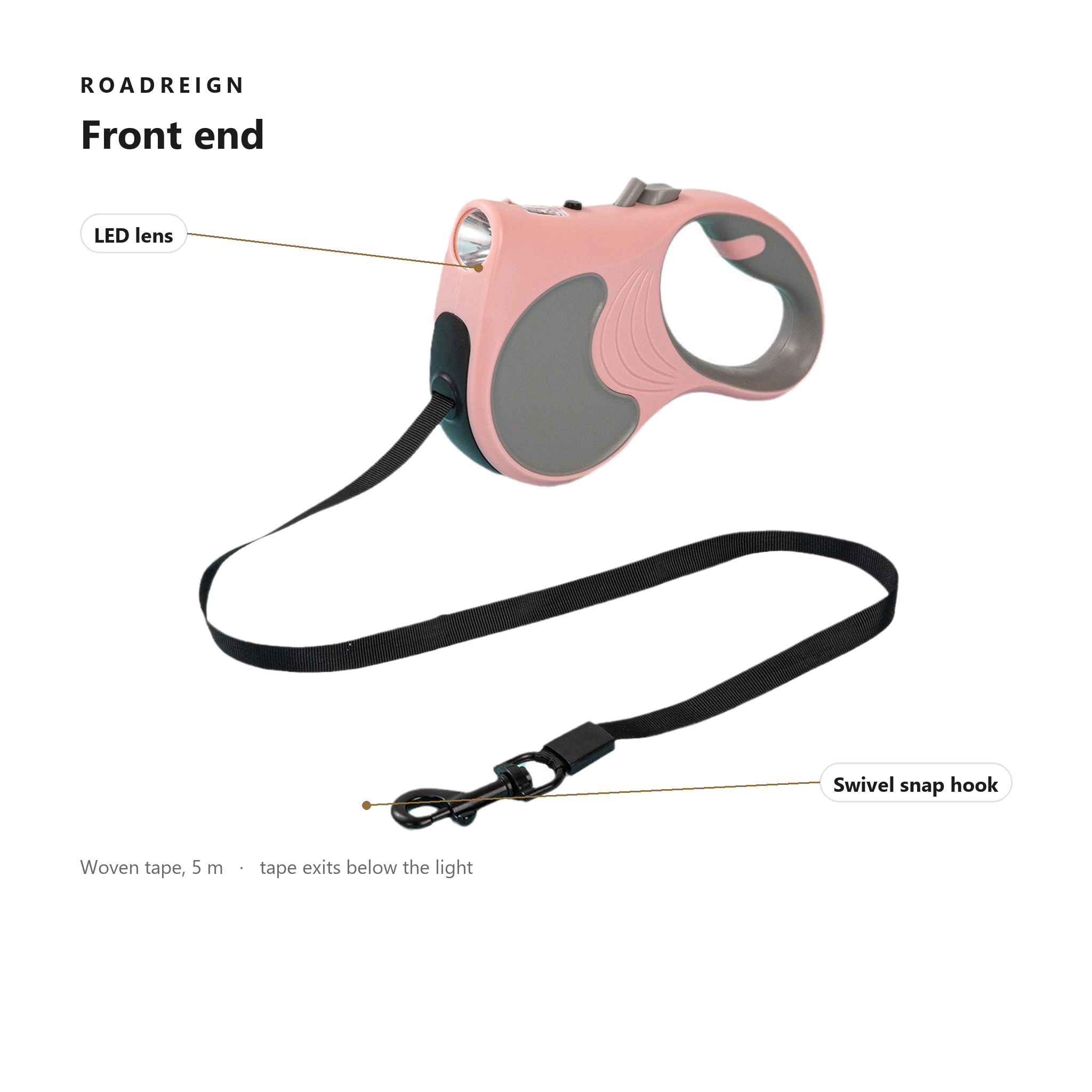 ROADREIGN-Retractable LED Dog Leash, 5 m, ABS Housing 3
