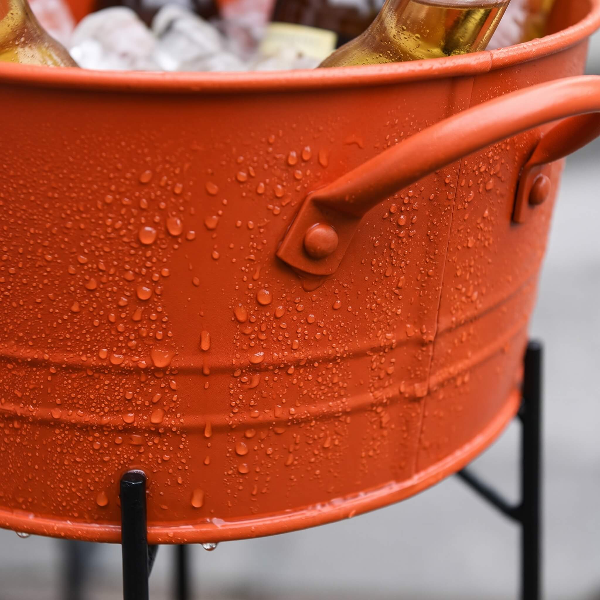 Galvanized Orange Party Tub with Stand-Longrichbar