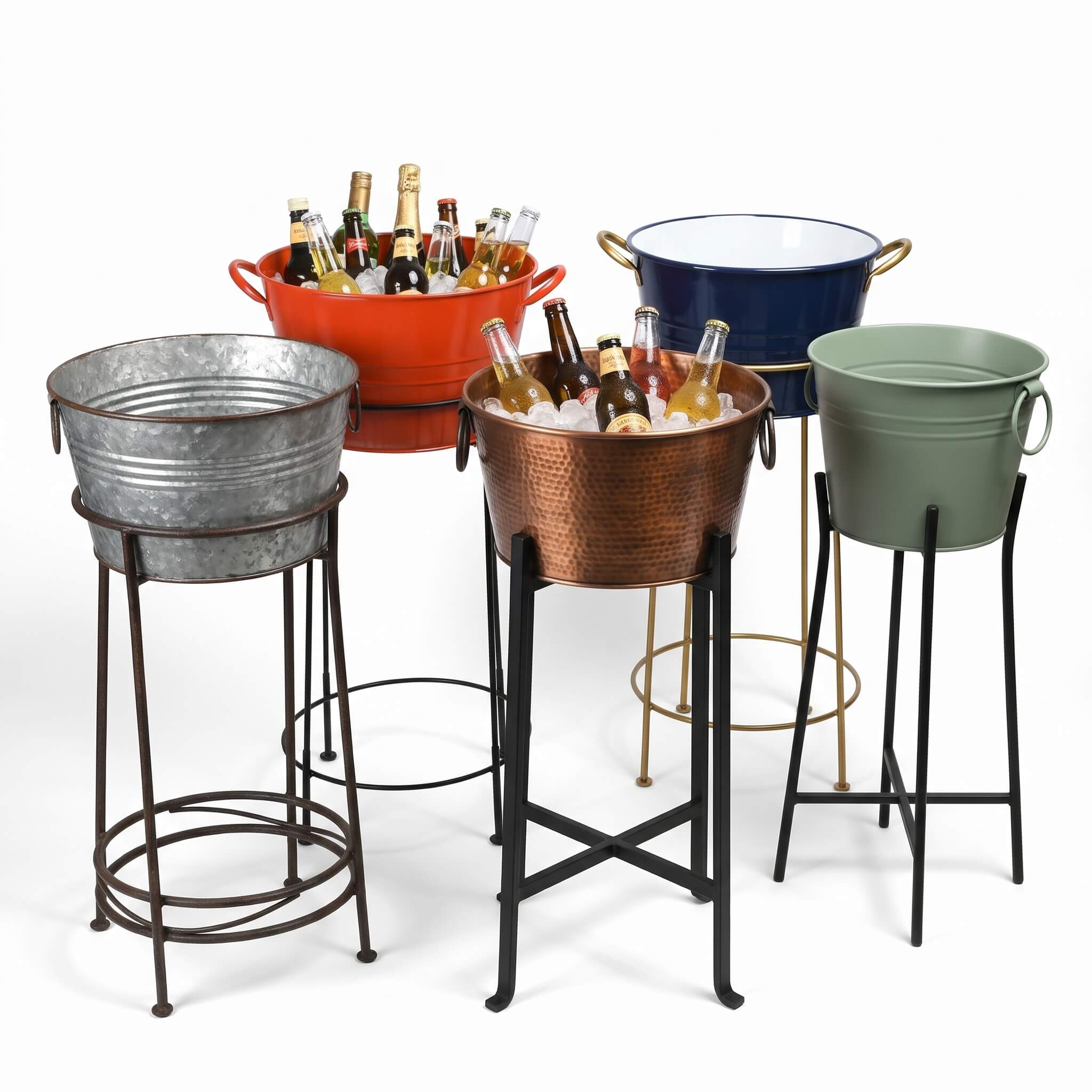 Galvanized Orange Party Tub with Stand-Longrichbar
