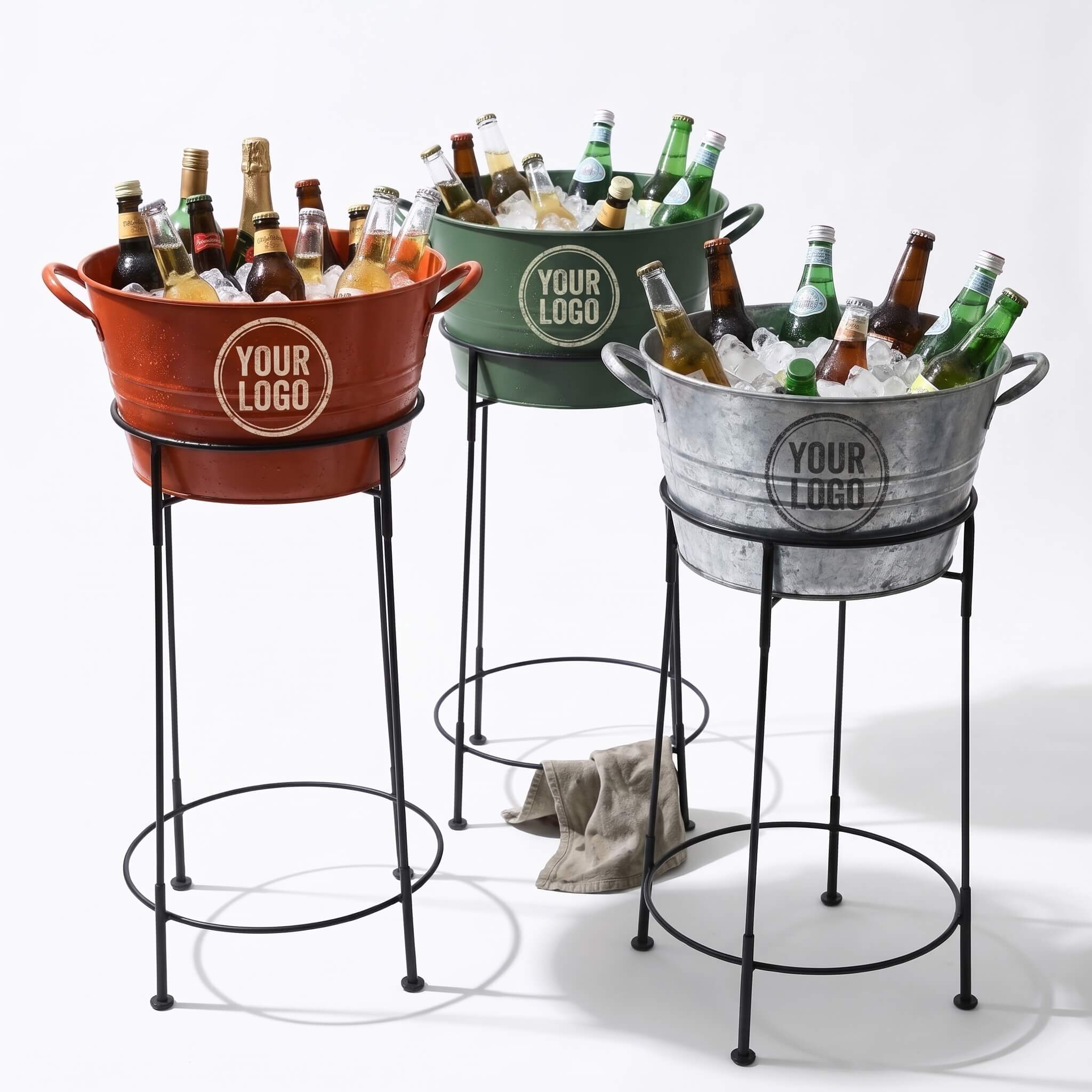 Galvanized Orange Party Tub with Stand-Longrichbar