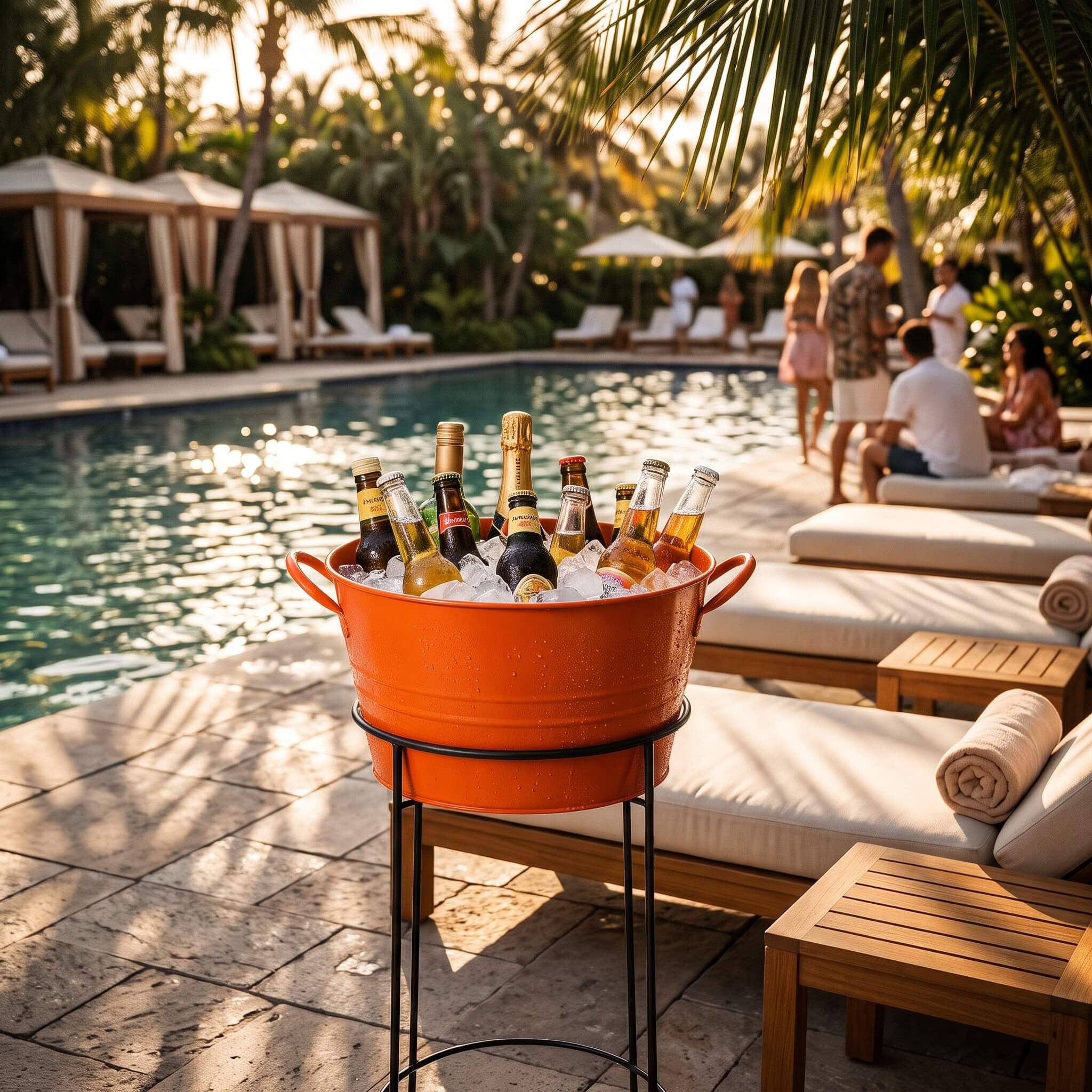 Galvanized Orange Party Tub with Stand-Longrichbar