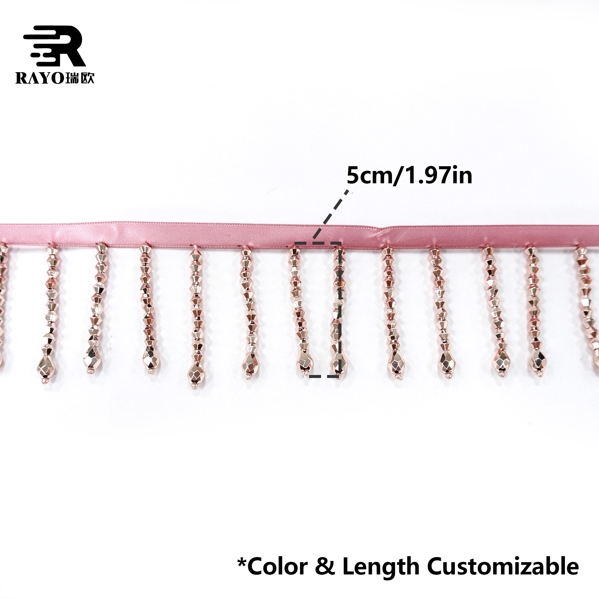 Beaded Fringe for Garments 5cmJewelry Beads Belly Sewing Tassel Fancy Dress Trimmings Body Rhinestone Trim 6