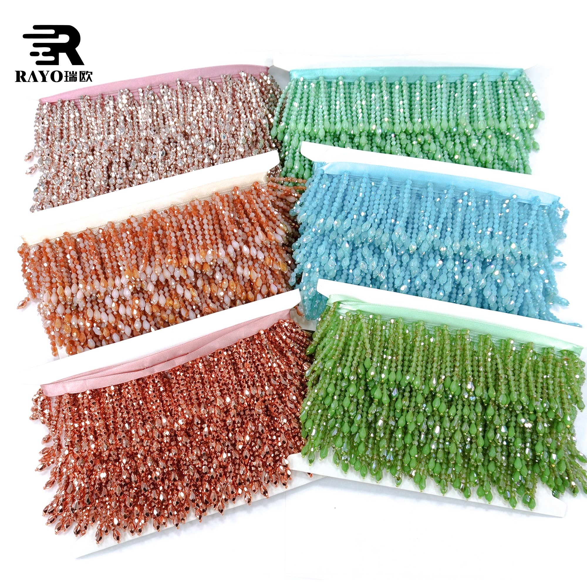Beaded Fringe for Garments 5cmJewelry Beads Belly Sewing Tassel Fancy Dress Trimmings Body Rhinestone Trim 4