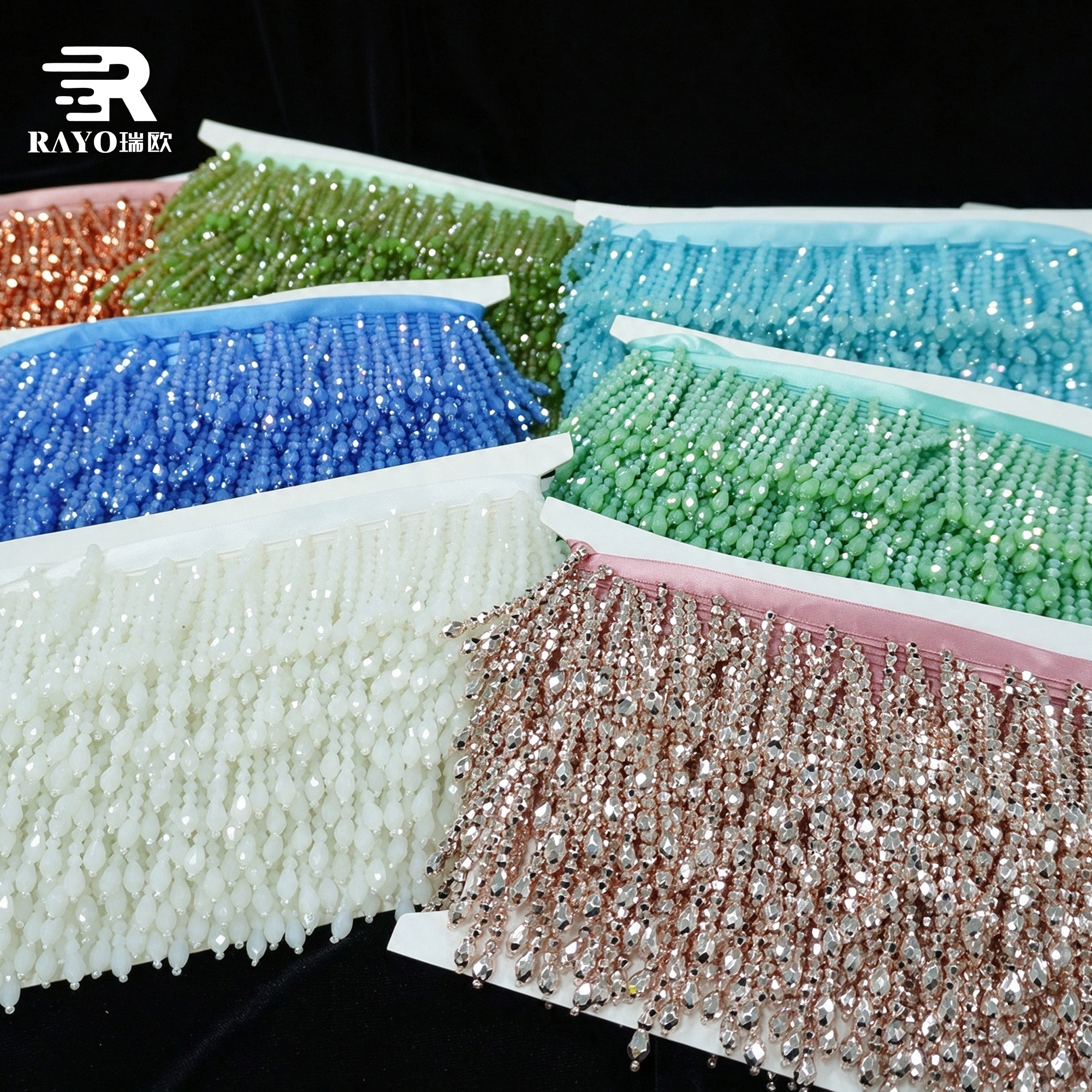 Beaded Fringe for Garments 5cmJewelry Beads Belly Sewing Tassel Fancy Dress Trimmings Body Rhinestone Trim 3