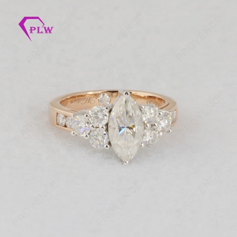 Elegant Elegant 18K Rose Gold & Or blanc 2 carats marquise Moisanite Engagement Anneau de fiançailles 1