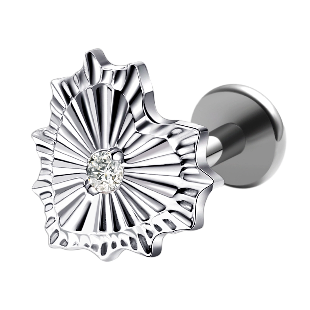 Eternal Metal G23 Titanium Silver Earring Cz Center Heart Internally Threaded Labret Body Piercing Helix Jewelry Earrings 1