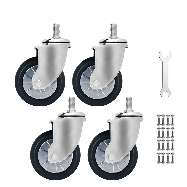 Solid And Noiseless Tpr Casters Wheel 5 Inch 125mm Mid-heavy Duty Hi-elastic Trolley Caster With Lead Screw 1