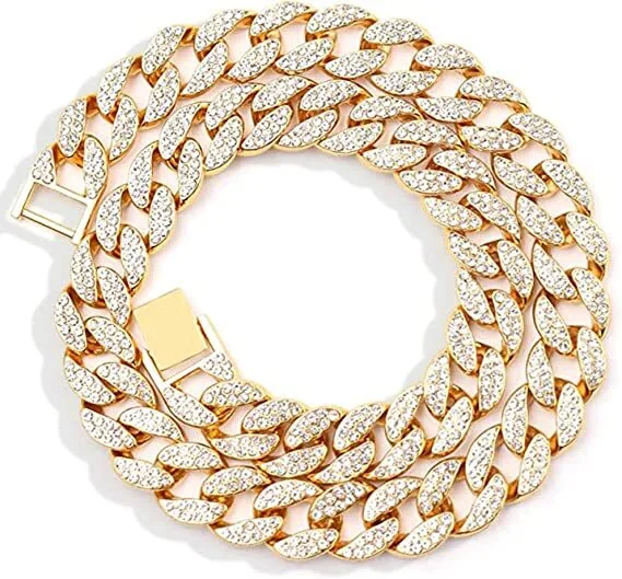Hot Sale Hip Hop Cuban Link Chain Fashion Personalized Thick Chain Cuban Necklace For Men Silver Moissanite Cuban Link Chain 1