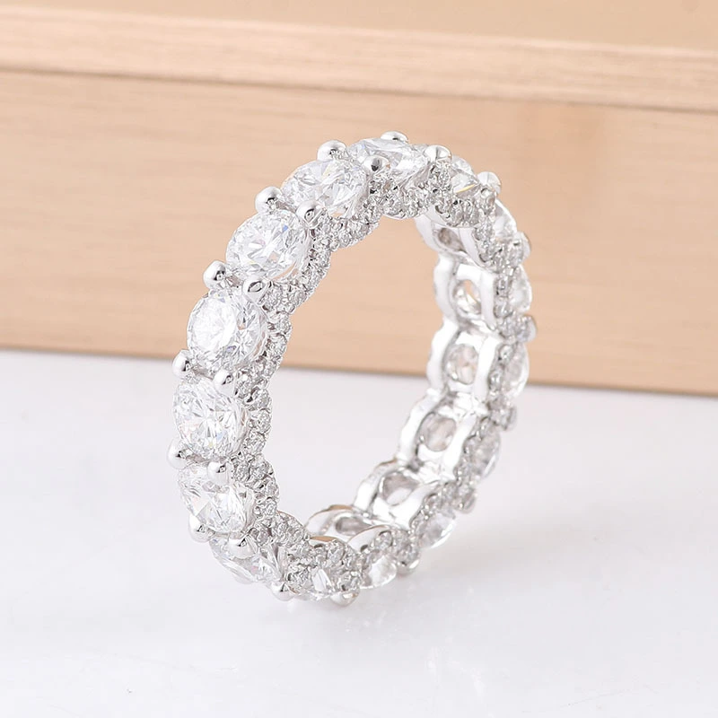 Provence haute qualité 1 carat rond Diamond Moissanite Eternity Ring Engagement Anneau de mariage 14k Branches d'or blanc 1