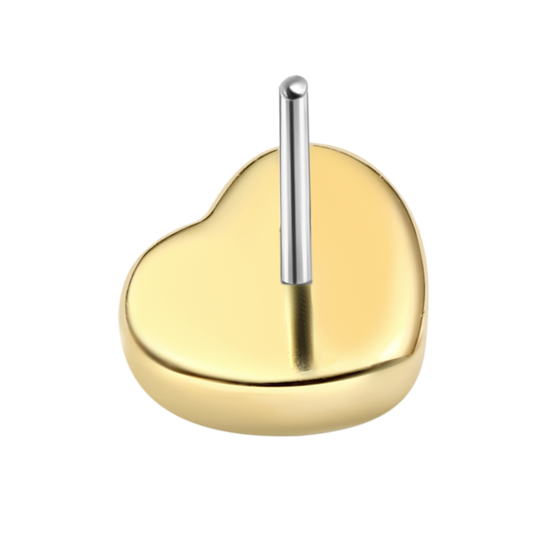 Eternal Metal 14k Solid Yellow Gold Amethyst Gemstones Cz Heart Shaped Ear<000000>nose Piercing Jewelry Threadless Push In Ends Tops 7