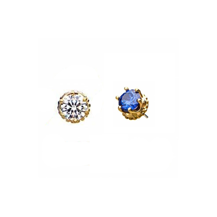 Eternal Metal 14kt Yellow Gold Threadless Crown Set Cz Gem Top Body Piercing Jewelry 1