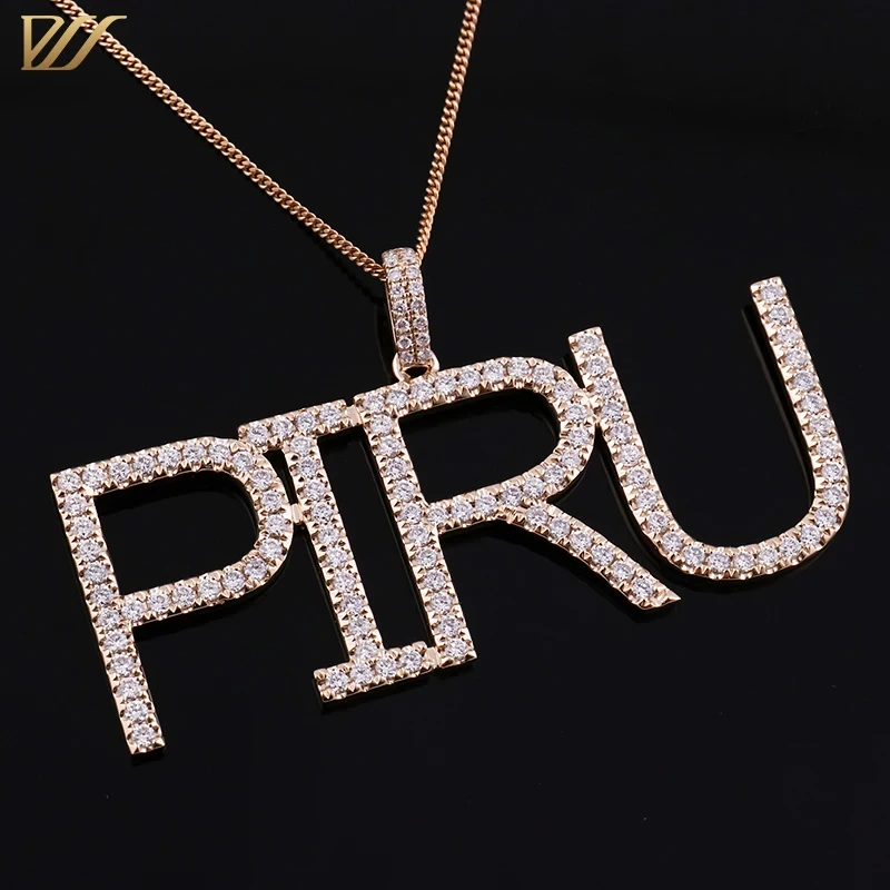 Jewelry S925 Sterling Silver Custom Letter Necklace Vvs Moissanite Diamond Gra Certified Name Pendant Necklace For Women Men 1