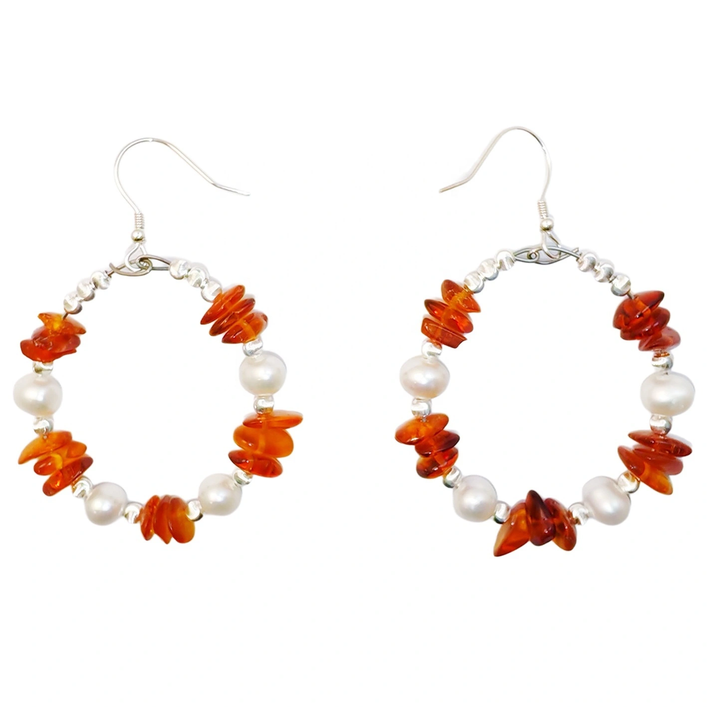 Natural Baltic Amber Earrings Pearl Jewelry Earrings S925 Silver For Mother's Gift Women's Gift Handmade Designer 1