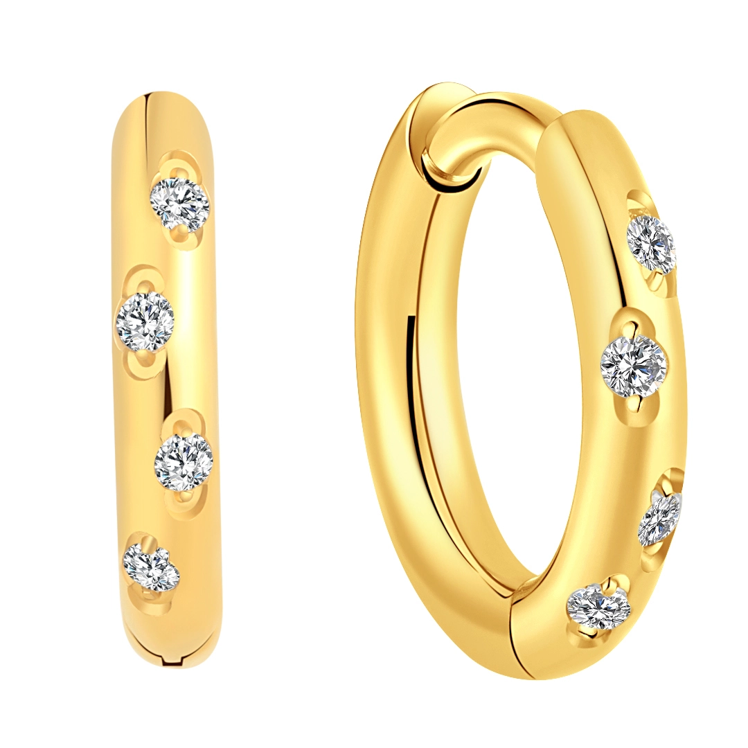 Fashionable Astm F136 Titanium G23 Body Jewelry Gold Plated Nose Earring Ring Segment Zircon Stones Piercing-earring Hoops Gift 1