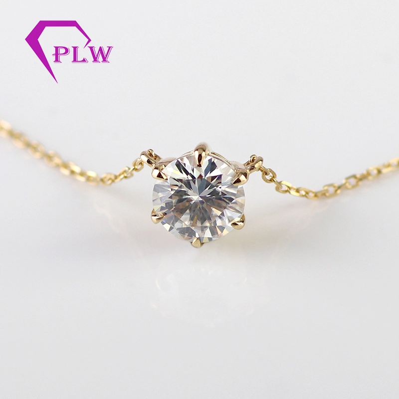 Collier pendentiel de Solitaire Moisanite à or 18K 1