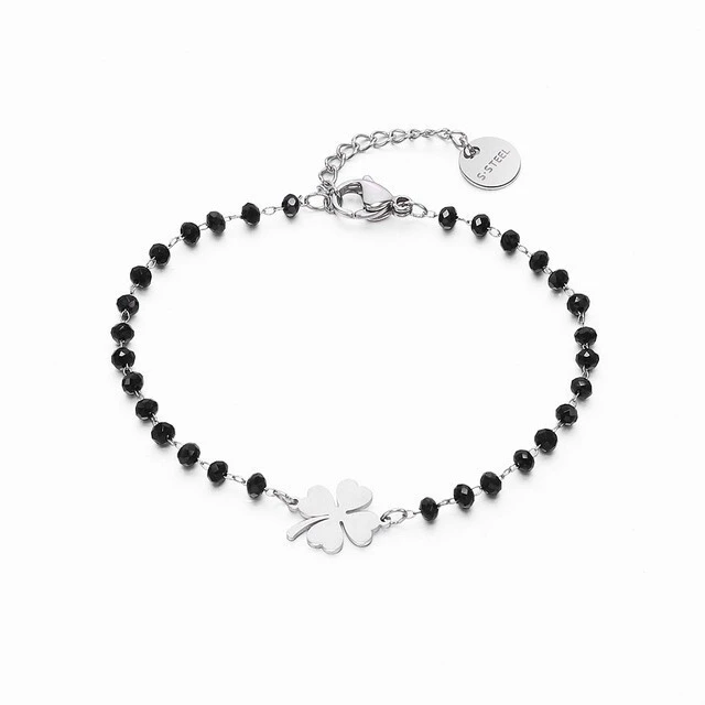 Titanium Steel Bracelet Gold-plated Rose-gold Four-leaf Grass Starfish Heart-shaped Butterfly Cross Owl Bracelet 1