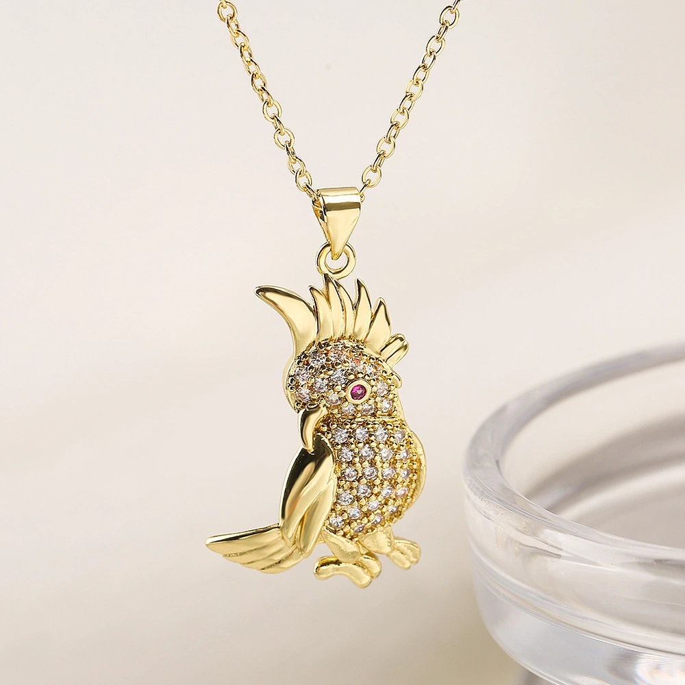 Western Love Bird Parrot Dove Micro Set Copper Zircon Titanium Steel Necklace For Valentine's Day Jewelry Necklace Gift 1