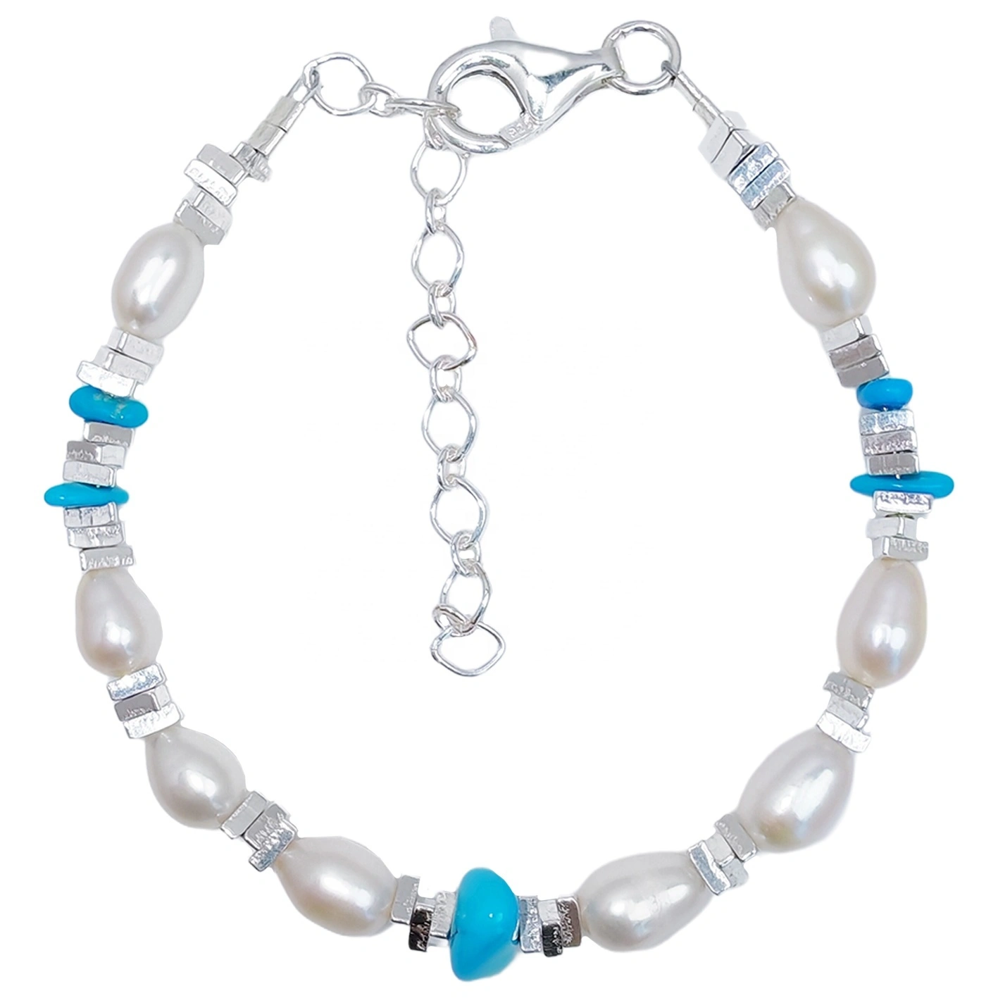 Goddess Natural Turquoise Jewelry S925 Silver With Pearls High Quality Turquoise Simple Original Jewelry Design Pearl Bracelet 1