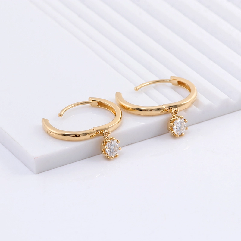 Boucles d&39;oreilles pendantes en or jaune véritable 18 carats, diamants et moissanite de 4,5 mm, cœurs ronds blancs taille flèches 1