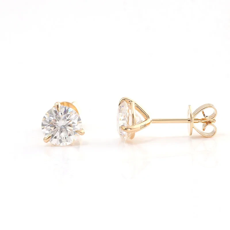 Boucles d'oreilles de pote de mode Provence Classic 18K 18k jaune or 2 carat Moissanite Diamond Stud Boucles d'oreilles femmes bijoux 1