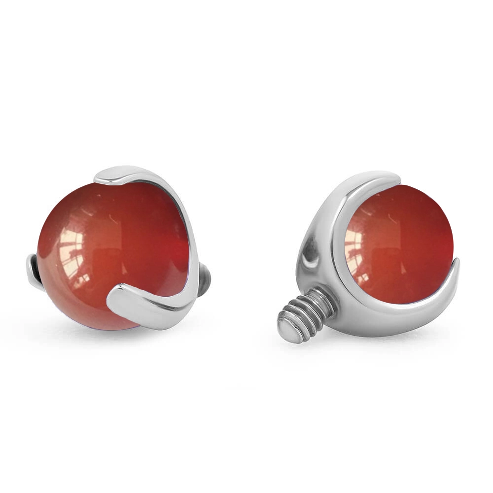 Eternal Metal Astm F136 Titanium Red Agate Ball Dermal Anchor Top Piercing Jewelry 1