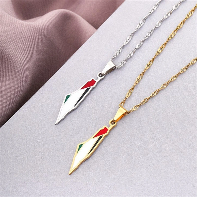 Israel And Palestine Pendant Necklaces Oil Dripping Colored World Map Stainless Steel Fashionable And Personalized Pendants 1