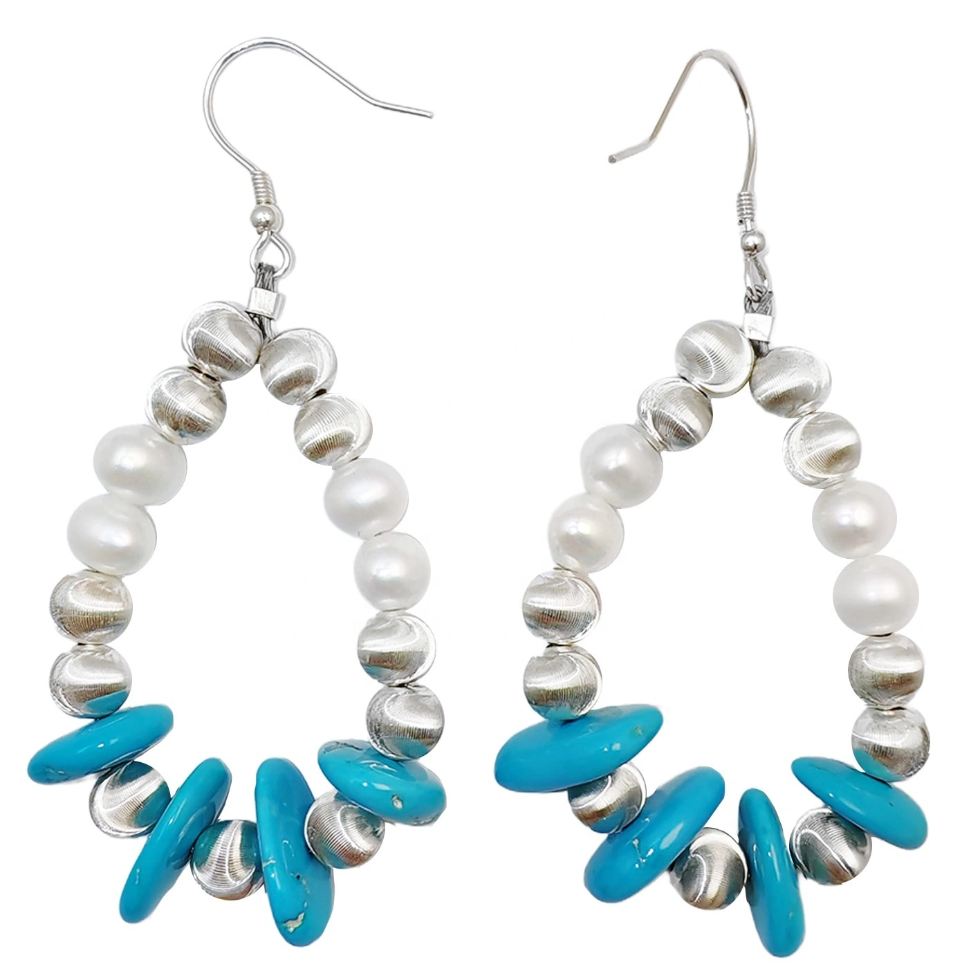Winter Earrings Turquoise Holiday Gift S925 Silver And Natural Pearl Turquoise Beautiful Goddess Jewelry Natural Earrings 1