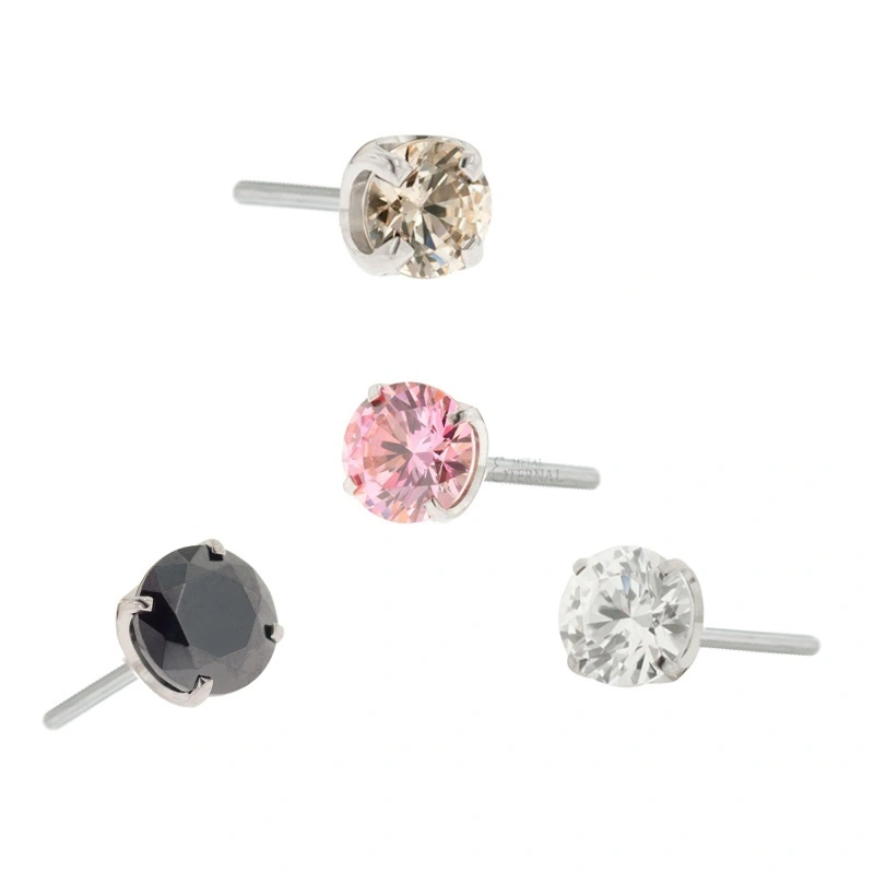 Eternal Metal Prong Set Round Cz Astm F136 Titanium Threadless Piercing Jewellery 1